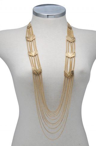 Colar Étnico longo Dourado